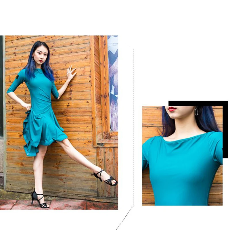 New Arrival Latin Dance Dresses For Ladies Black Orange Blue Milk Skirt Women Ballroom Showing Compete Wears Latin Dancewear