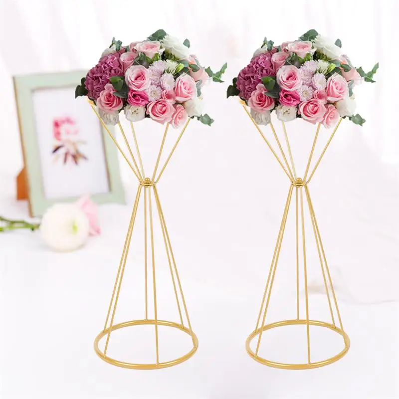 2Pcs 21×50cm Wedding Road Guide Iron Art Small Waist Hollow Flower Arrangement Detachable Vase for Wedding Event Decoration