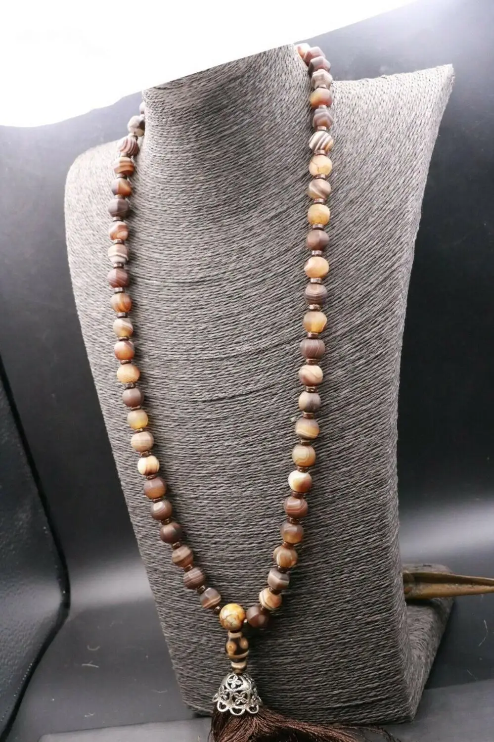 Collectible Treasure Unique Energy  Magic Power Tibetan Old Agate 54 Prayer Lama Necklace Strand dZi Bead Amulet $$$