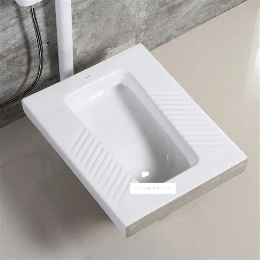 Bathroom Smell Proof Nanometer Smart Cleaning Glaze Ceramics Squatting WC Pan Antiskid Squat Toilet Pan Flushing Tank Full Set