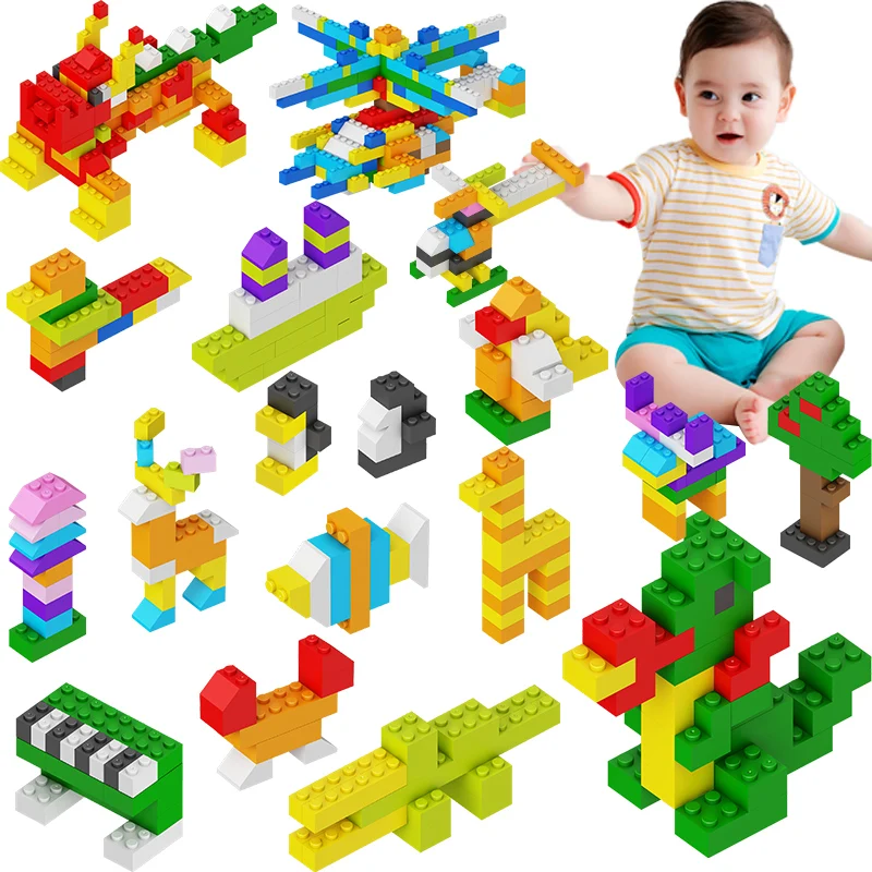 350-700pcs Bulk sale Mini Size Building Blocks Baby DIY Assemble Animals Model Blocks Educational Bricks Toys For Children Gifts