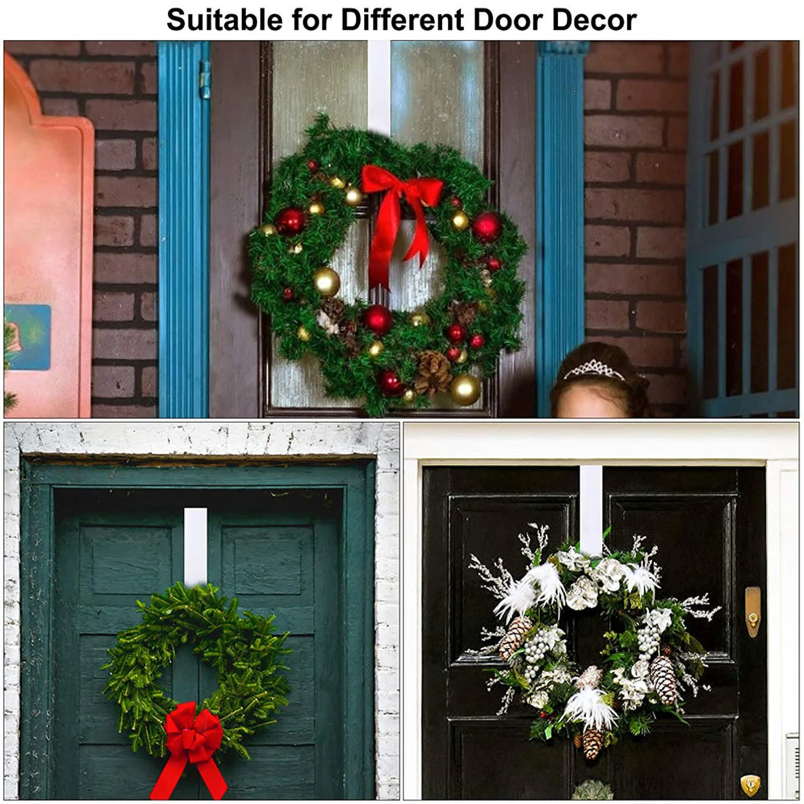 Crook The Distance Between The Door Clamps Wreath Hanger Space Saving Carbon Steel Garland Thin Metal Hook Holiday Decor Holder