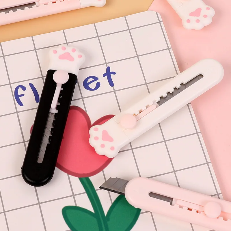 Kawaii Kitty Pfote Messer Mini Tragbare Utility Messer Papier Cutter Schneiden Papier Rasierklinge Büro Schreibwaren Schneiden Liefert