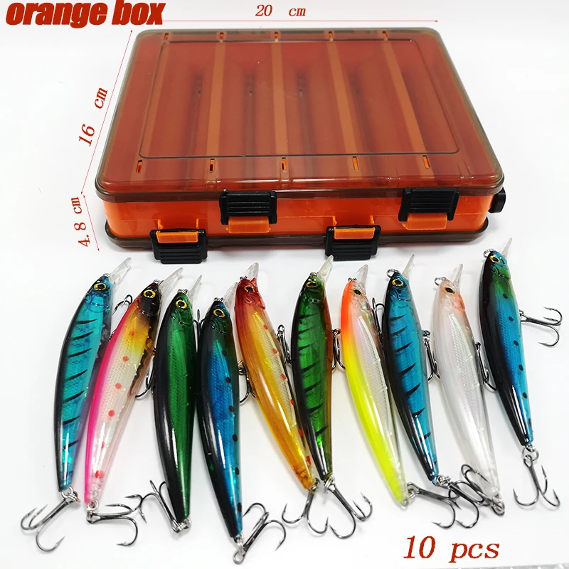 10PCS/Set Fishing Bait set Double-sided Bait Box Simulation Fake Bait Fishing Tackle Storage Box Fishing Tackle Box