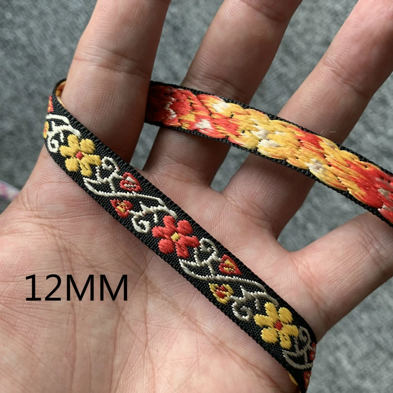 5 YARD 1/2 INCH 12mm Flower And Geometry Handmade Jacquard Ribbon Lace QDZDTFZ20080701