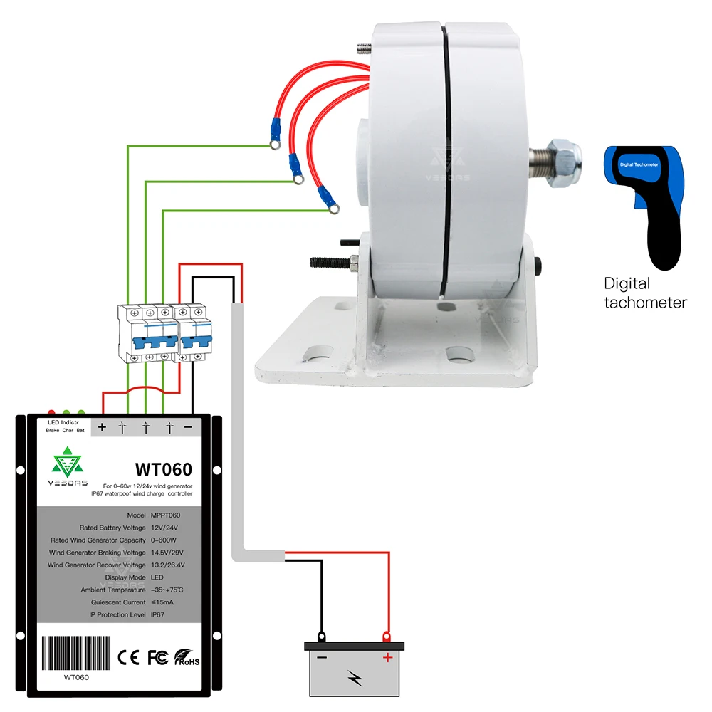 Imagem -05 - Gerador de Ímã Permanente 100w ac 12v 24v Fases Alternadores Turbina Eólica para Bateria Gerador Faça Você Mesmo Motor Diesel