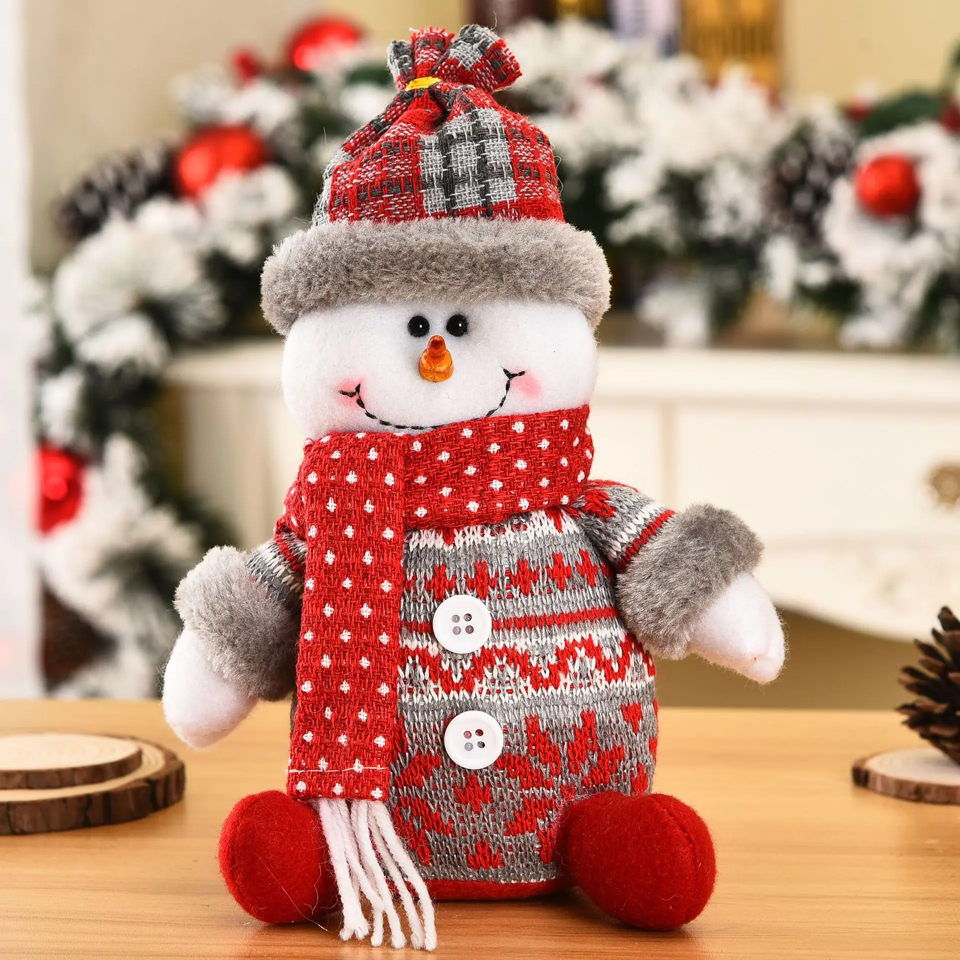 New Christmas Layout Scene Santa Claus Snowman Deer Shopping Mall Christmas Decoration Plush Toys Christmas Decoration