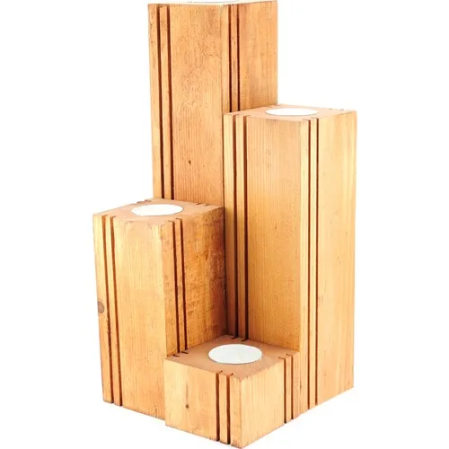 Turcowood Legend 4'lü Set Natural Wooden Candle Holder