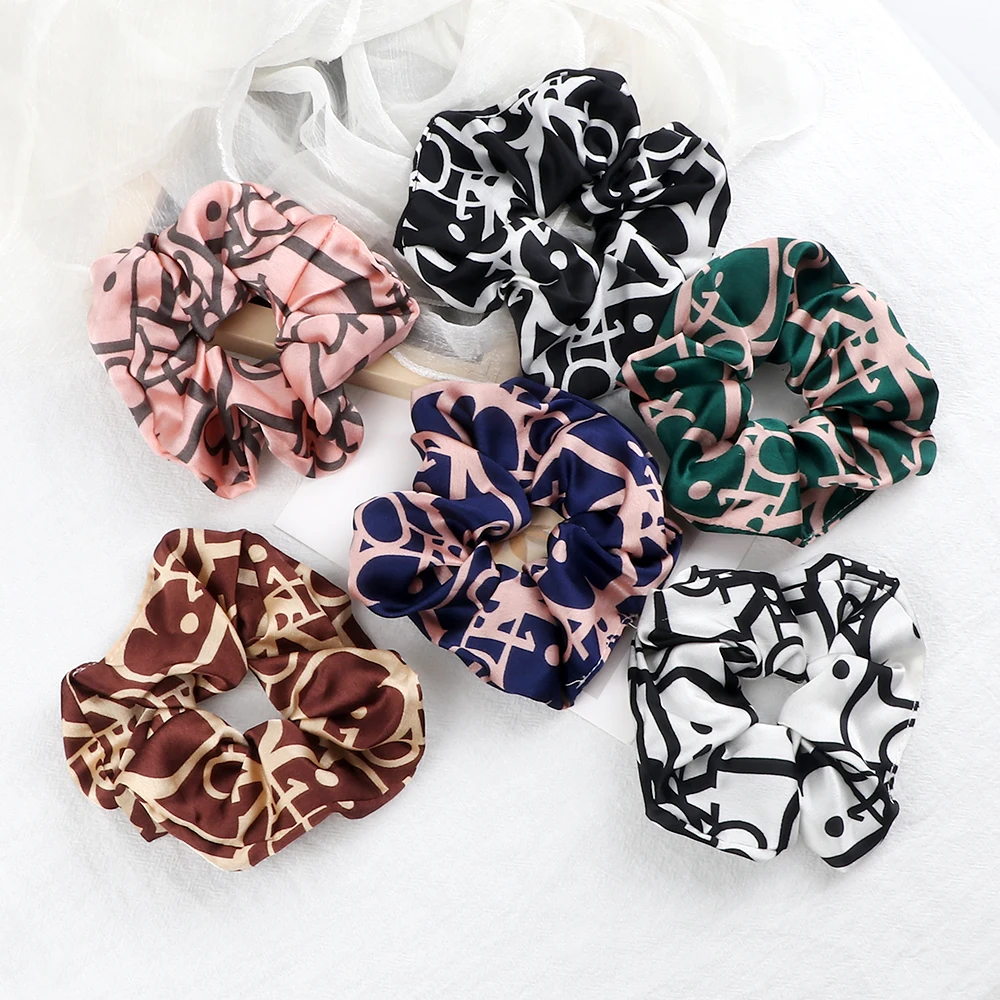 Creative Print Letter Hair Bands Women Vintage Elegant Headband Headwear Trendy Basic Hair Rope Girl Ponytail Holder Accessories