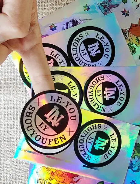 100PCS customized holographic sticker shape LOGO/wedding sticker/design your own sticker/personalized sticker holographic silver