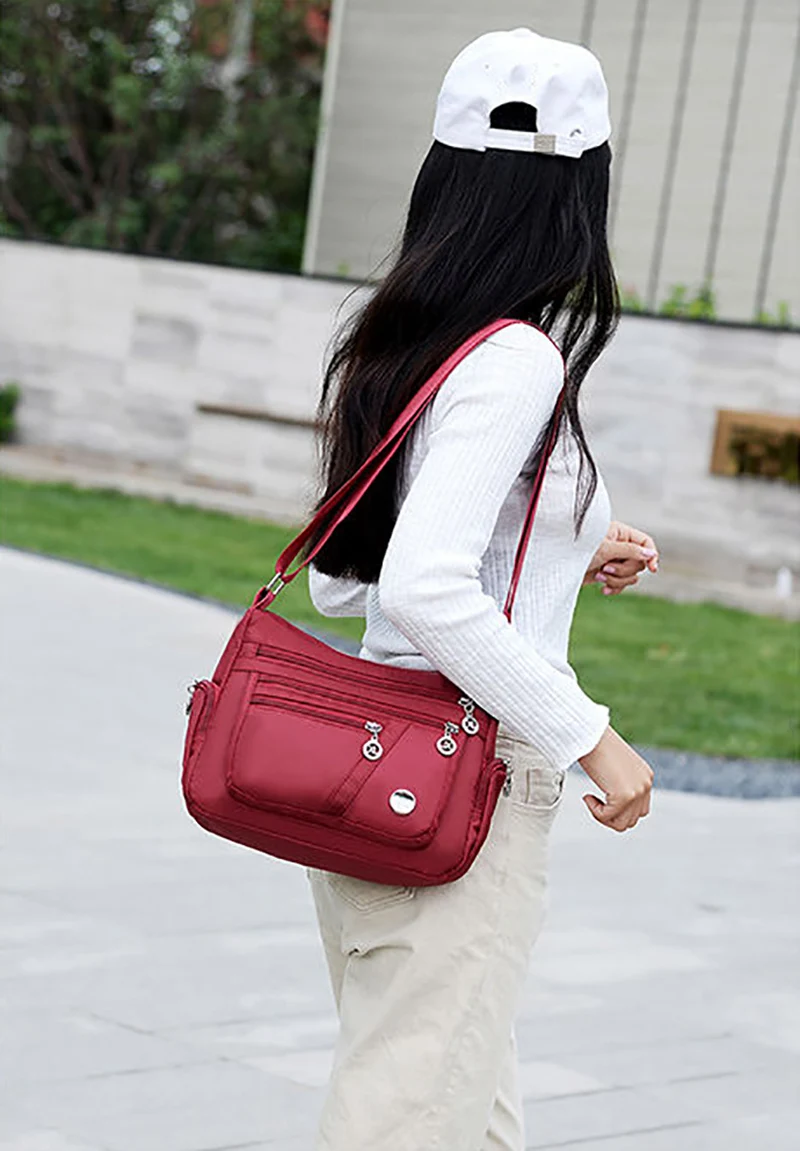 Neue Casual Große Kapazität Schulter Taschen Für Frauen Wasserdichte Oxford Multi-Zipper Umhängetasche Für Mutter Einkaufen Handtasche – Detail 7