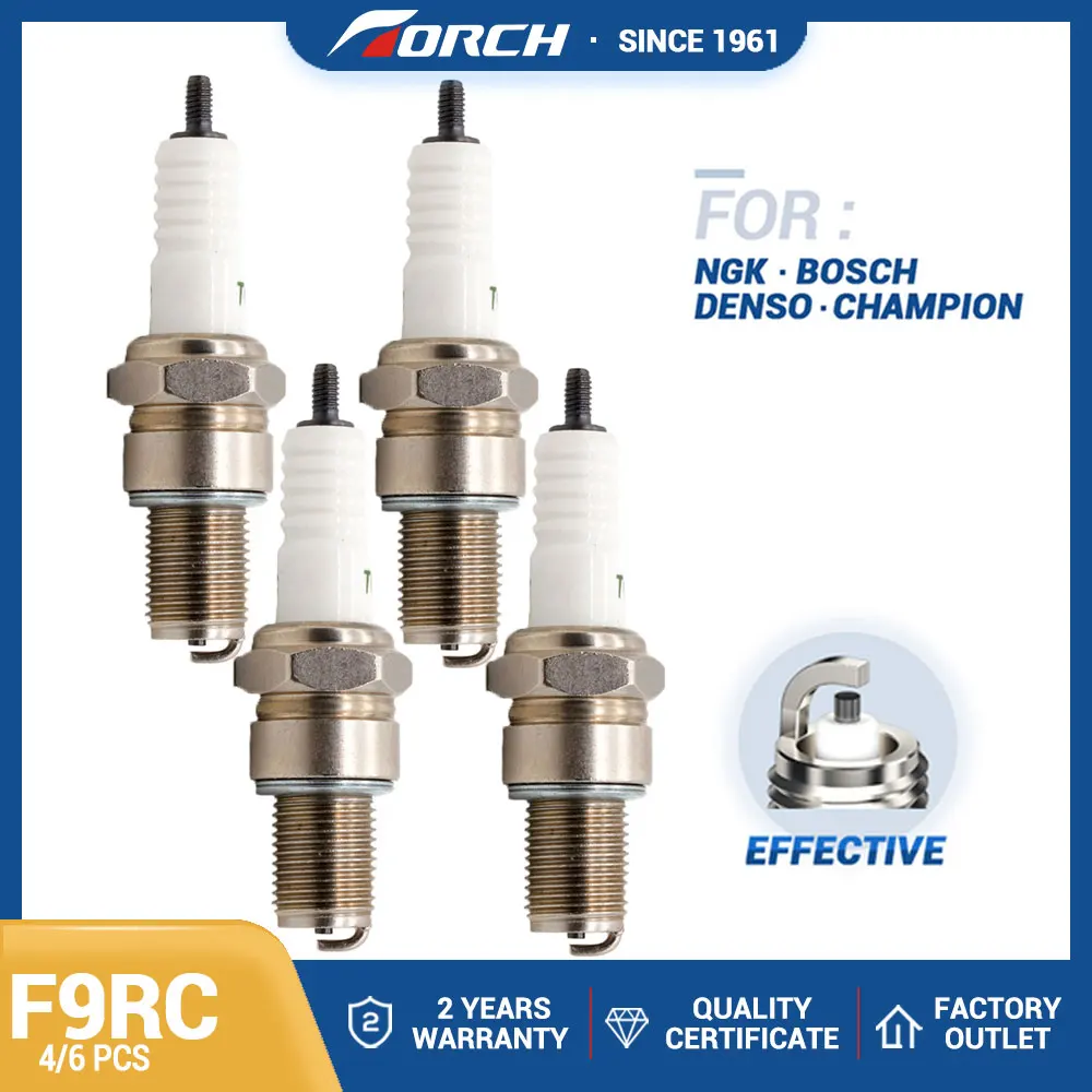 4-6PCS Резьбовые клеммы свечей зажигания Факел F9RC Замена для 5722/BR9ES Denso W27ESR W27ESR-U HONDA 98079-59847 SUZUKI 09482-00349