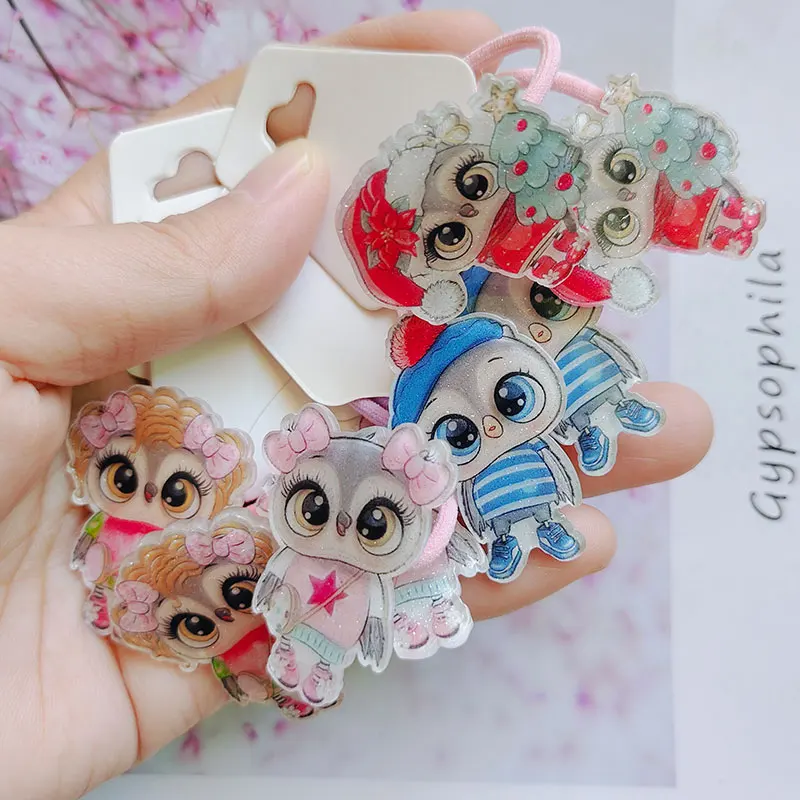 10pcs(5pairs) Cute big eyes owls Rubber Bands Scrunchies Elastic Hair Bands Girls Headband Decorations Ties Gum