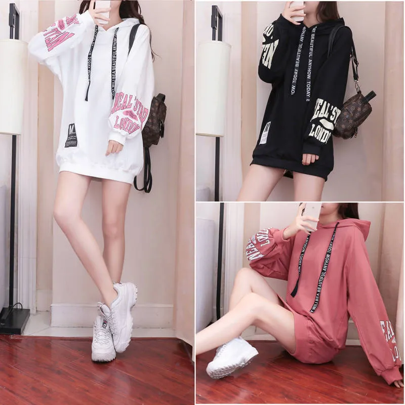 Women Autumn Kawaii New Girls Sweatshirt Women Long Sleeve Cute Hooded Pullover Print Hoodies Women Hoodies Korean Casual
