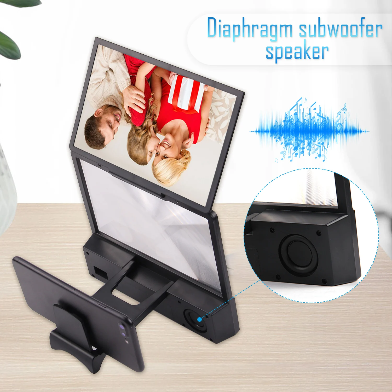 Besegad videoproiettore per film con amplificatore per schermo del telefono 3D HD da 12 pollici con alimentazione Mobile con cornice per foto