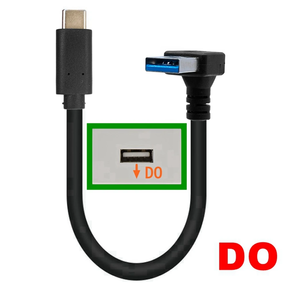 90 degree UP Down LeftRight Angle USB 3.0 (Type-A) Male to USB3.1(Type-C)Male USB Data Sync & Charge Cable Connector(Black) 0.2m