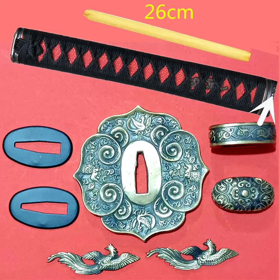 A Set Copper Guard Accessory For Japanese Samurai Sword Katana Kirsite Tsuba Menuki Fuchi Kashira Handle Habaki Seppa