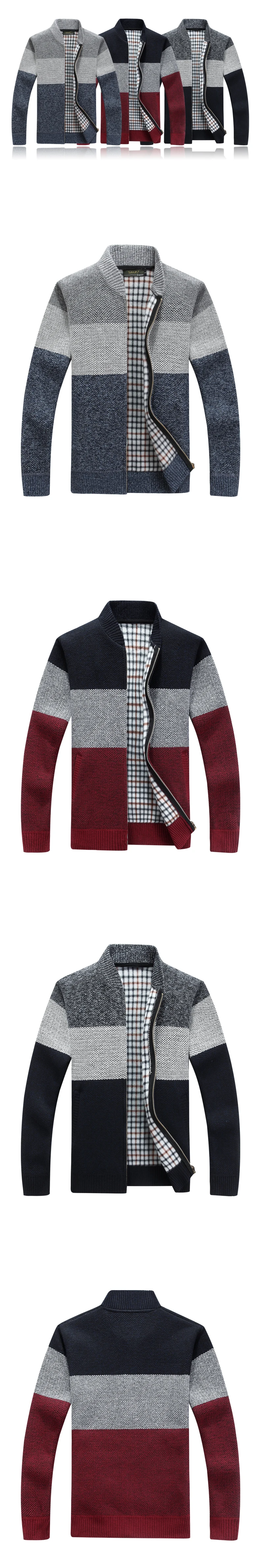 Winter Mode Patchwork männer Gestrickte Jacken Dicke Bequeme Langarm Pullover Mantel Warme Stehkragen Herbst Flut Casual Strickjacke – Detail 1