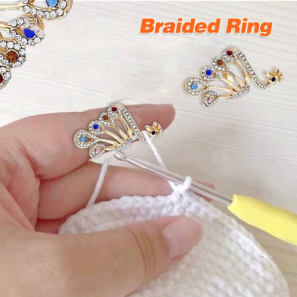 1/3/5 PCS Hot Peacock Shape Loop Knitting Tools Ring Finger Wear Thimble Knitting Loop Crochet Sewing Accessory