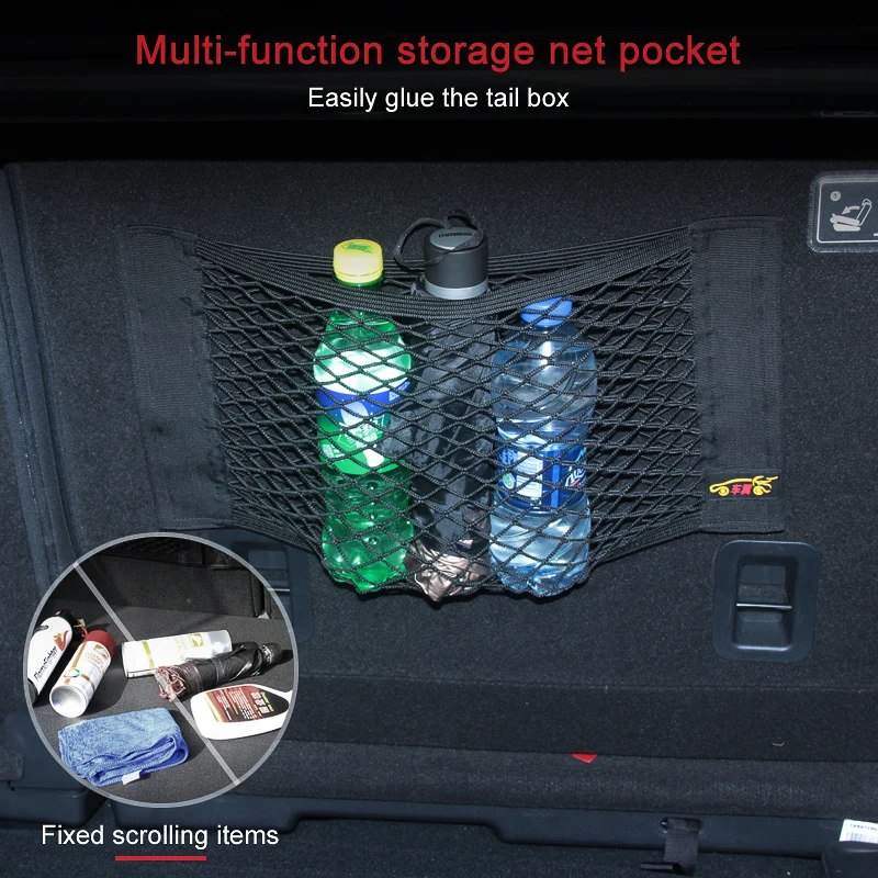 Black Elastic Trunk Storage Net With Magnetic Mount – Adjustable Cargo Mesh For Car Rear Seat Or Trunk 2 thumbnail image