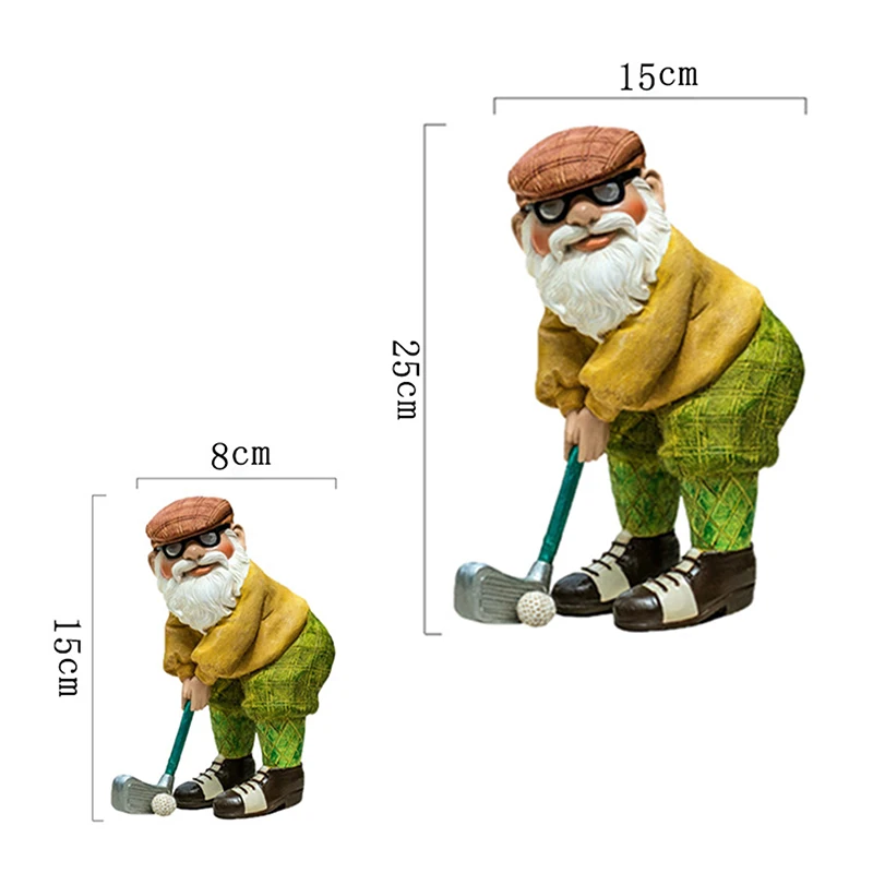 Gnome Old Man Golf Ball Resin Craft Statue Garden Gardening Tabletop Ornament