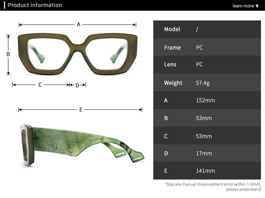 Neue Fashion Square Frauen Brille Rahmen Luxus Klar Anti-Blu-Ray Frühling Scharnier Breite Beine Brillen Männer Optische Polygon rahmen – Detail 1