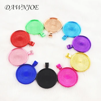 25mm 다채로운 믹스 카보 숑 펜던트 빈 설정 펜 던 트 트레이 기본 DIY 수동 공급 보석 만들기에 대 한 결과