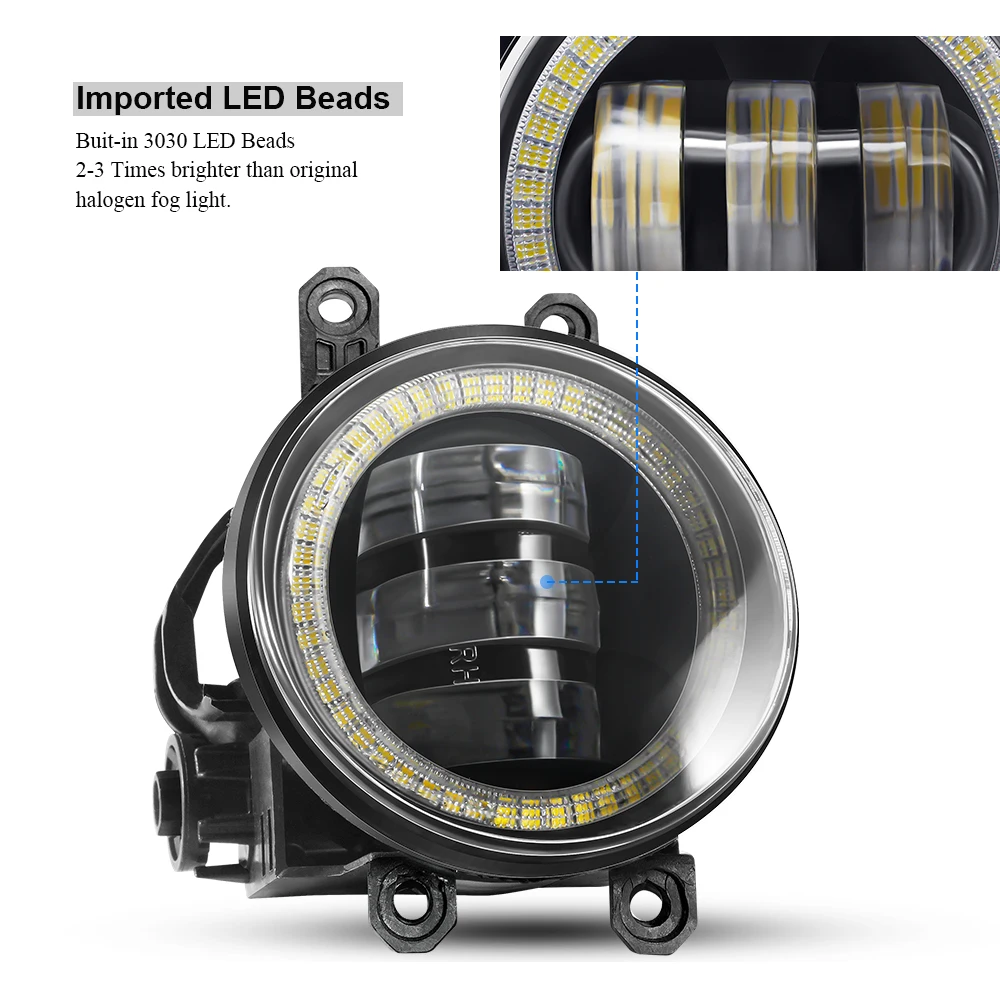 2 Pieces 30W 6000LM Fog Light Assembly For Toyota C-HR CHR 2017 2018 2019 Car LED Angel Eye Fog Daytime Running Lamp DRL H11 12V