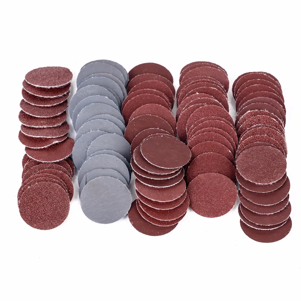 

100pcs/set Sanding Discs + 1" Abrasives Hook & Loop Backer Plate + 1/8inch Shank Set For Wood Metal Plastic Stone Grinding