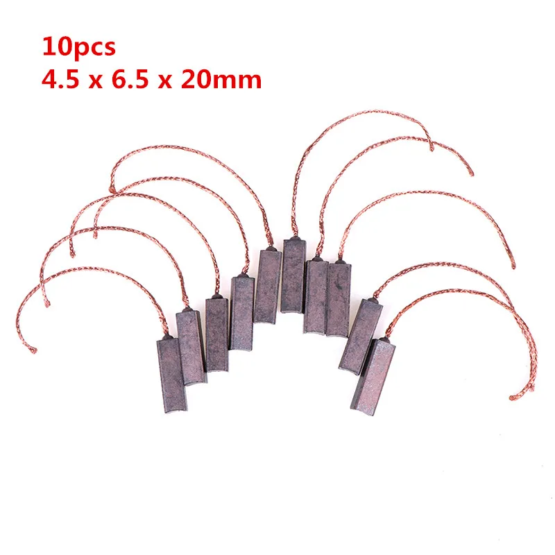 

Новинка; 10 шт. угольные щётки, а также смазывайте механизм проволочные выводы Генератор универсальный электродвигатель Замена 4,5x6,5x20 мм