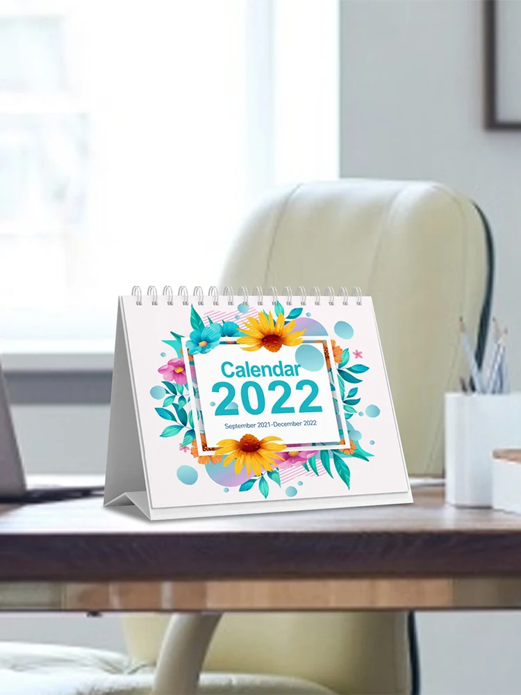 1 pces calendário de mesa 2021 Sep-2022 dec levanta-se flip mesa calendário tabela agenda mensal diário planejador