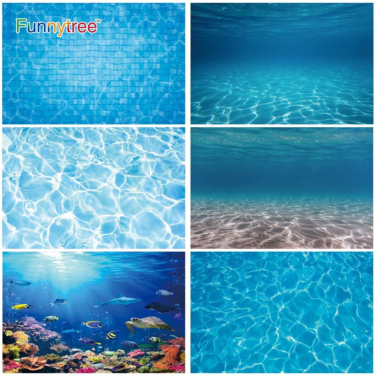 Funnytree Background On Aquarium Summer Swimming Pool Under The Sea Photo Backdrops For Photos Mermaid Party Birthday Photozone