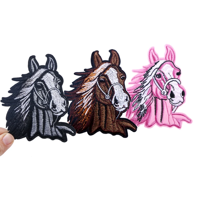 1 pz cavallo ricamato Patch ferro su grandi dimensioni cucito Applique distintivo vestiti Patch adesivi fai da te accessori per cucire