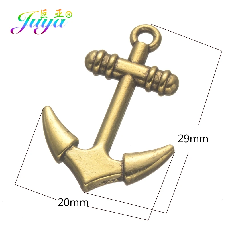 Wholesale 10pcs Men Paracord Bracelets Necklace DIY Making Findings Antique Silver Color Anchor Connector Pendant Accessories