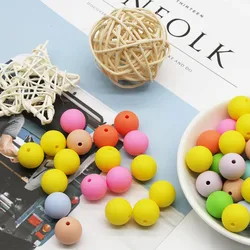 Cute-idea 10pcs 12mm  BPA Free Silicone Loose Beads Safe Teether ,Eco-friendly Sensory colorful Baby Teething Chewable toys DIY