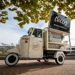 Retro Piaggio Ape Truck Kitchen Outdoor Mobile Snack Fast Food cart/truck/trailer Ice Cream Cart