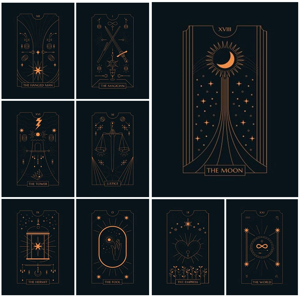 

Abstract Tarot Divination The Fool Moon Posters Wall Pictures For Living Room Nordic Poster Wall Art Canvas Painting Unframed