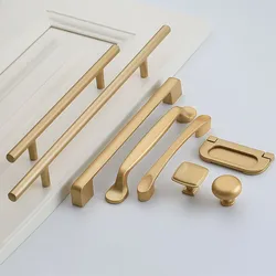 KK&FING 1PC Simple Sand Gold Kitchen Cabinet Door Handles Matte Gold Aluminum Alloy Drawer Knobs Pulls Furniture Handle Hardware