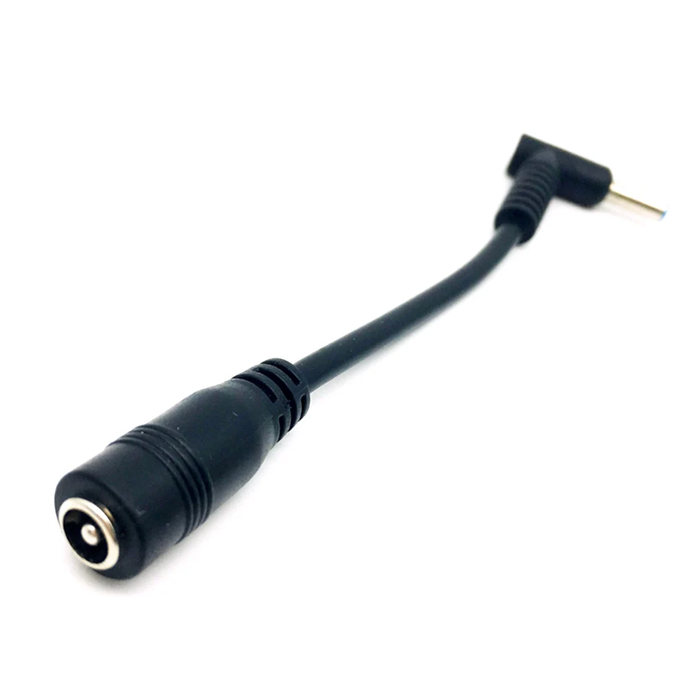 1Pc Laptop Adapter 5.5*2.1mm To 4.5*3.0mm DC Power Charger Converter Plug Adapter Right Angle Cable For HP Dell Blue Tips Black