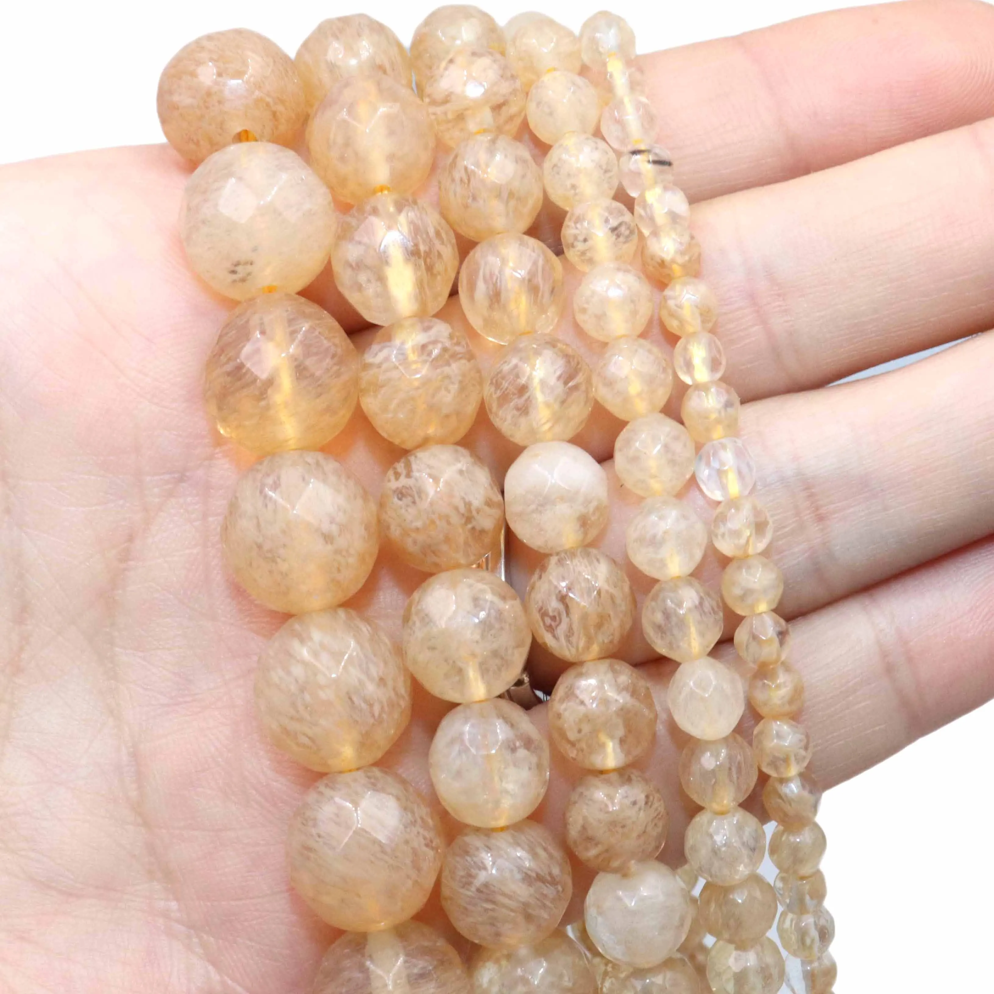 Cuentas espaciadoras de cuarzo de citrinas amarillas facetadas de piedra Natural para la fabricación de joyas, accesorios de collar de pulsera DIY,