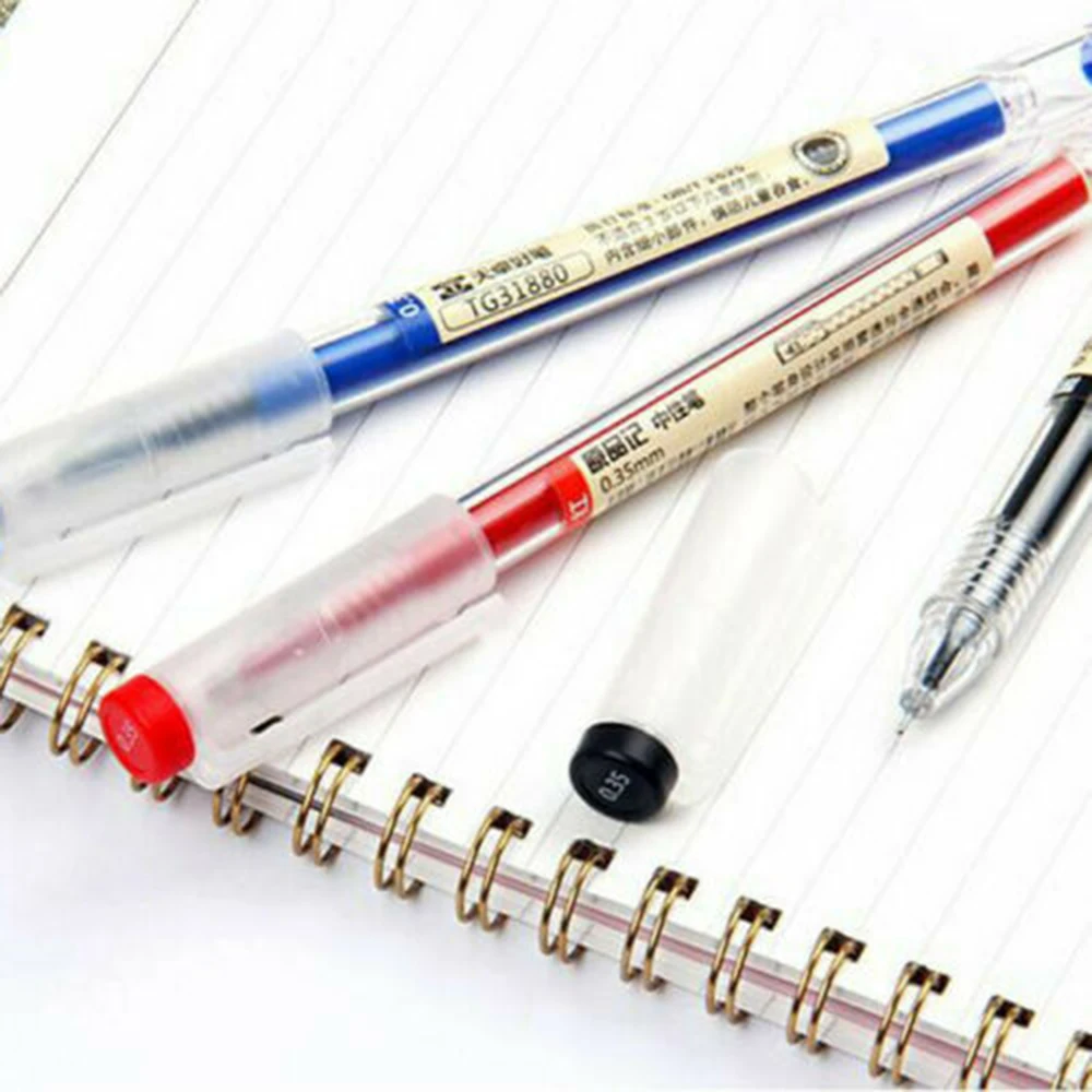 12 pz/lotto breve stile penna a sfera Gel inchiostro 0.35mm nero rosso scuola di alta qualità