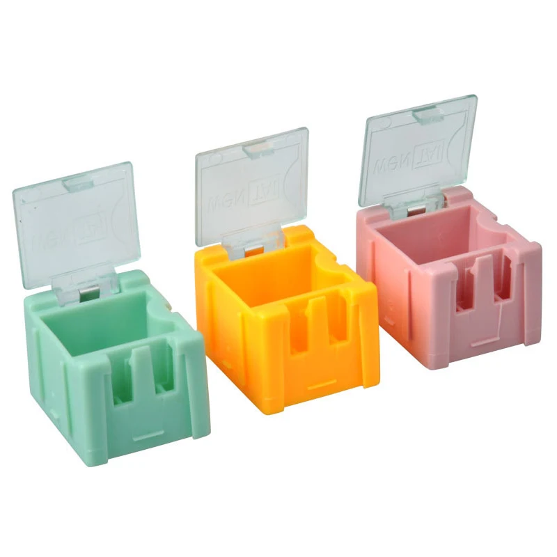 50Pcs SMT SMD Electronic Component Container Storage Boxes Electronic Case Kit Mini Storage Components Self-locking Buckle Boxes