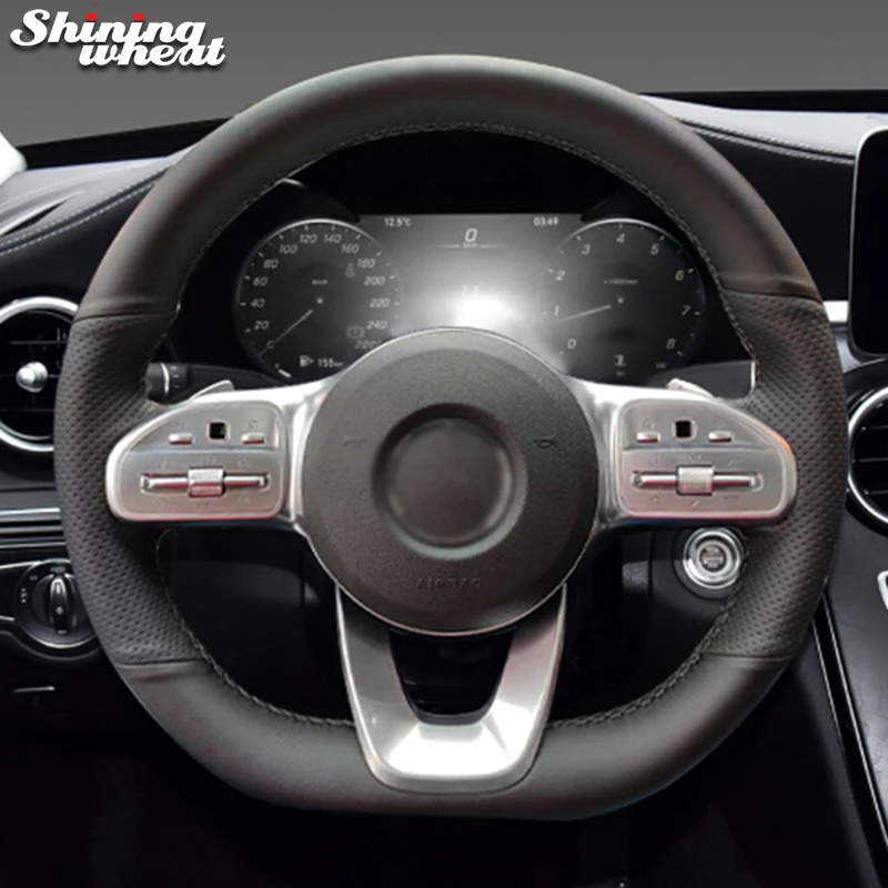 

Shining wheat Genuine Leather Car Steering Wheel Cover for Mercedes-Benz A-Class W213 S-Class W222 W177 C-Class W205 E-Class