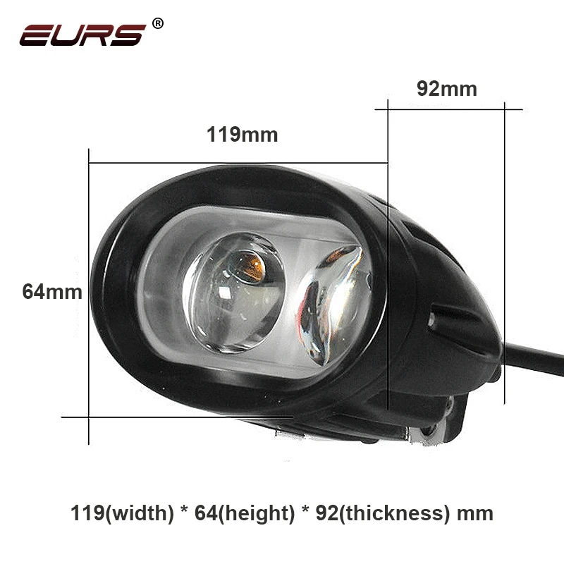 EURS 4D len LED Work Light Universal Motorcycle Off Road Auxiliary Spot Lamp Driving Fog Light for Car Truck Motorbike Headlight