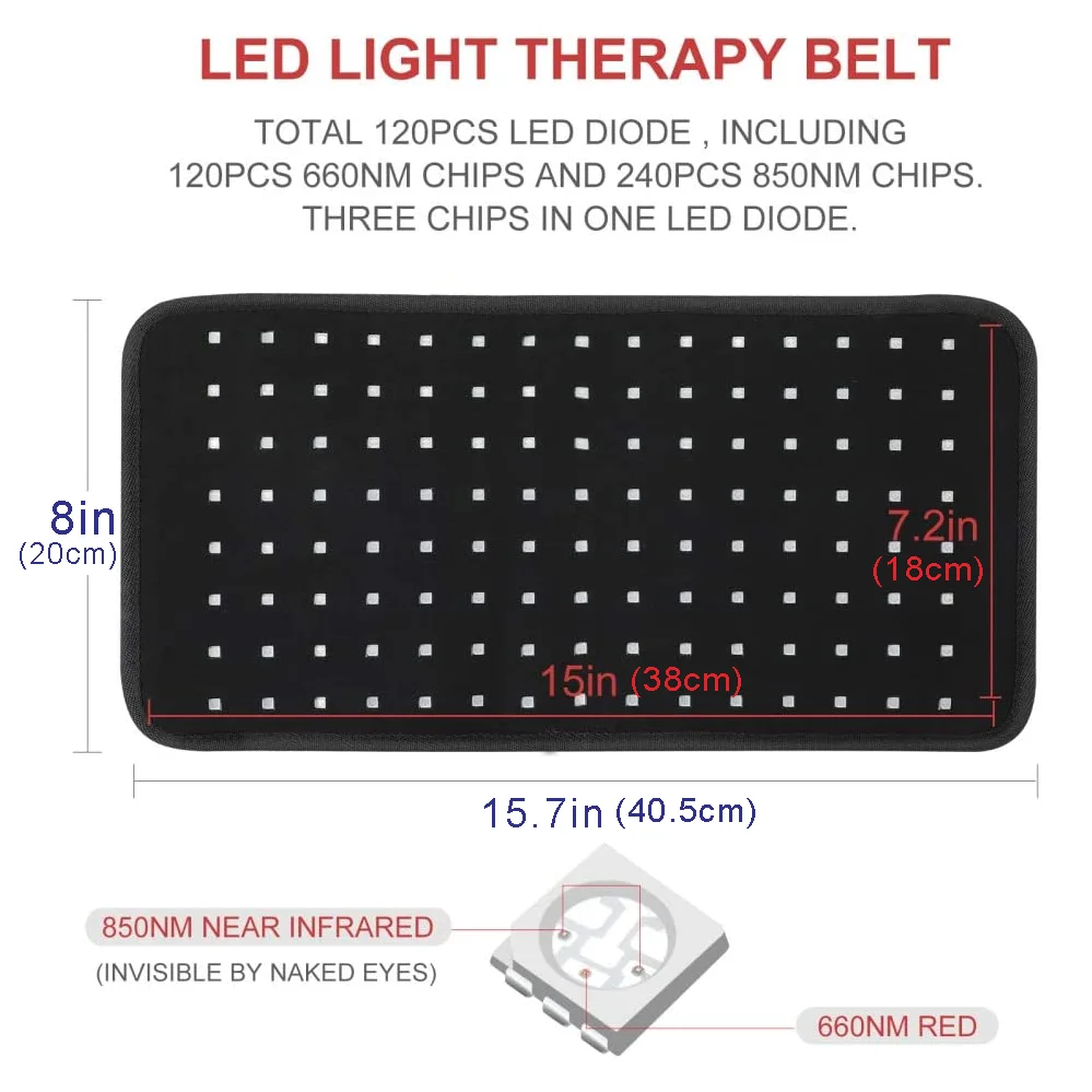 LOVTRAVEL 120pcs LEDs Red Light Therapy Pad 660nm&850nm Near Infrared Light Therapy Heating Pad for Body Home Relaxation Device