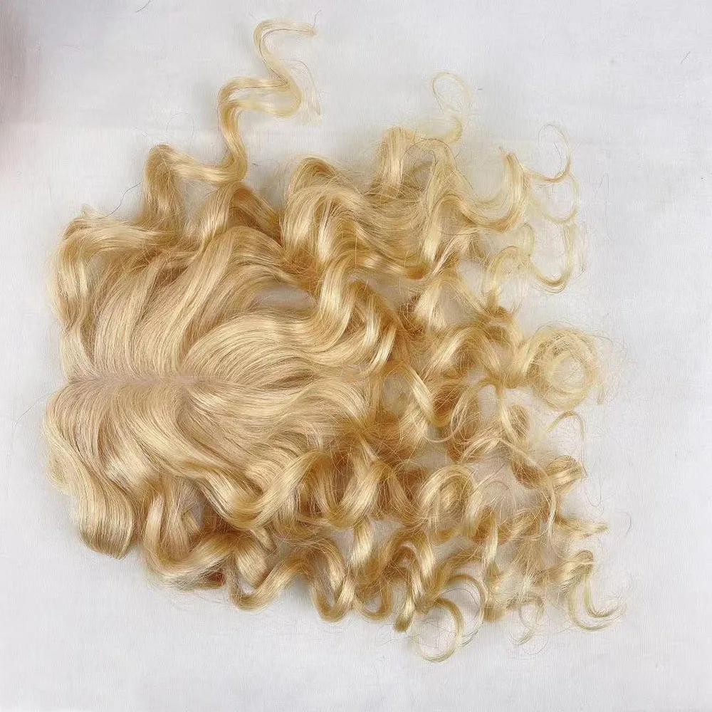 #613 European Wavy Remy Human Hair Topper for Women 12x13 CM Skin Scalp Base Blonde Breathable Clip In Hair Piece for Thin Hair