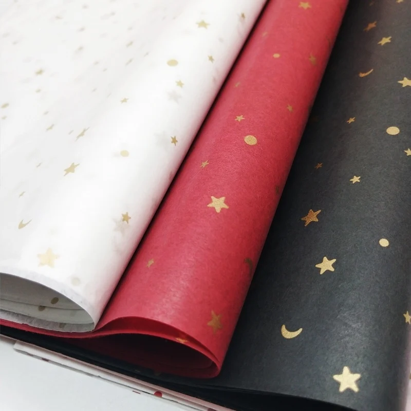 20Pcs/Lot 50x70cm Xingyue Gold Black White Multicolor Tissue Paper Flower Gift Wrapping Paper Handmade Paper