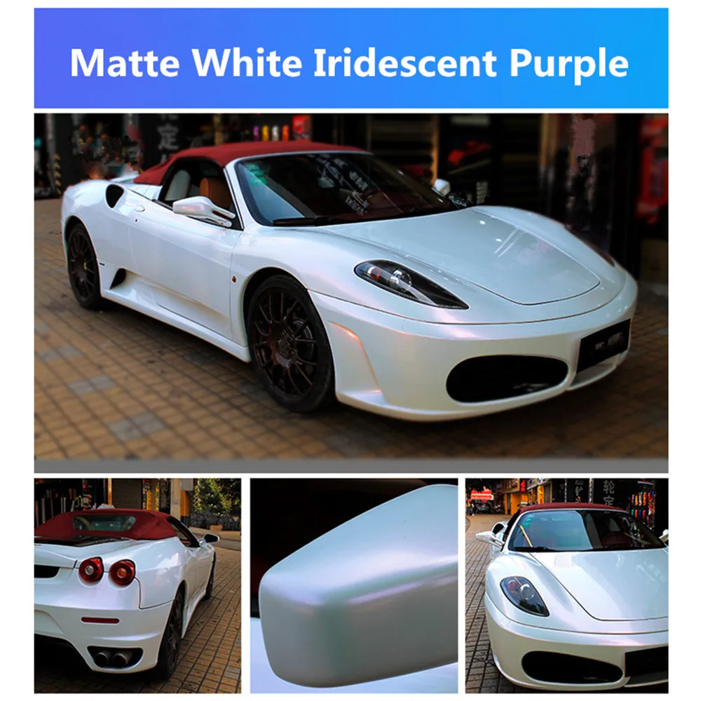 Sunice Matte White Iridescent Purple Car Wrap Vinyl Waterproof Decorative Car Body Color Change Wtrapping Sheet Air Bubble Free