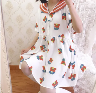 Kawaii ragazza dolce collegio di stile del blu marino del collare dolce lolita vestito di stampa carino abito vittoriano Giapponese gothic lolita op loli cos