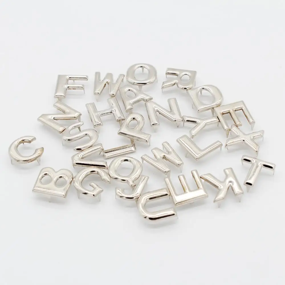 208Pcs DIY Alphabet Letter A - Z Metal Rivets Claw Stud For Bags Clothes Hats Decor